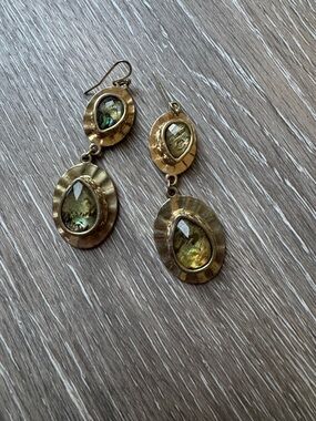 Labradorite acrylic and gold tone dangle drop earrings